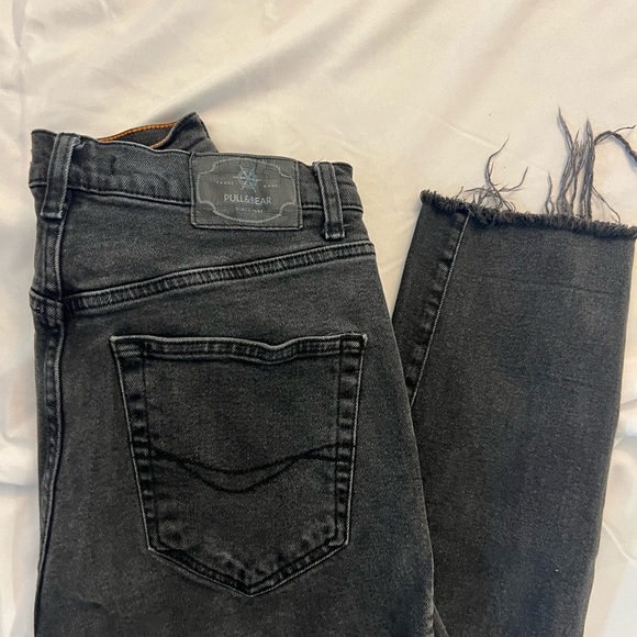 Pull & Bear Straight Leg Black Pants Size 6 Made in Turkey - Picture 3 of 14